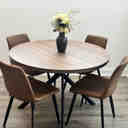 17 Stories Rohun 45.3"L Round Modern Kitchen Dining Table with 32.4"H ...